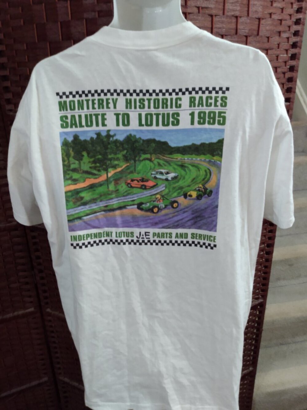Vintage 90s Monterey Historic Races T Shirt Lotus XL Single Stitch JAE Parts